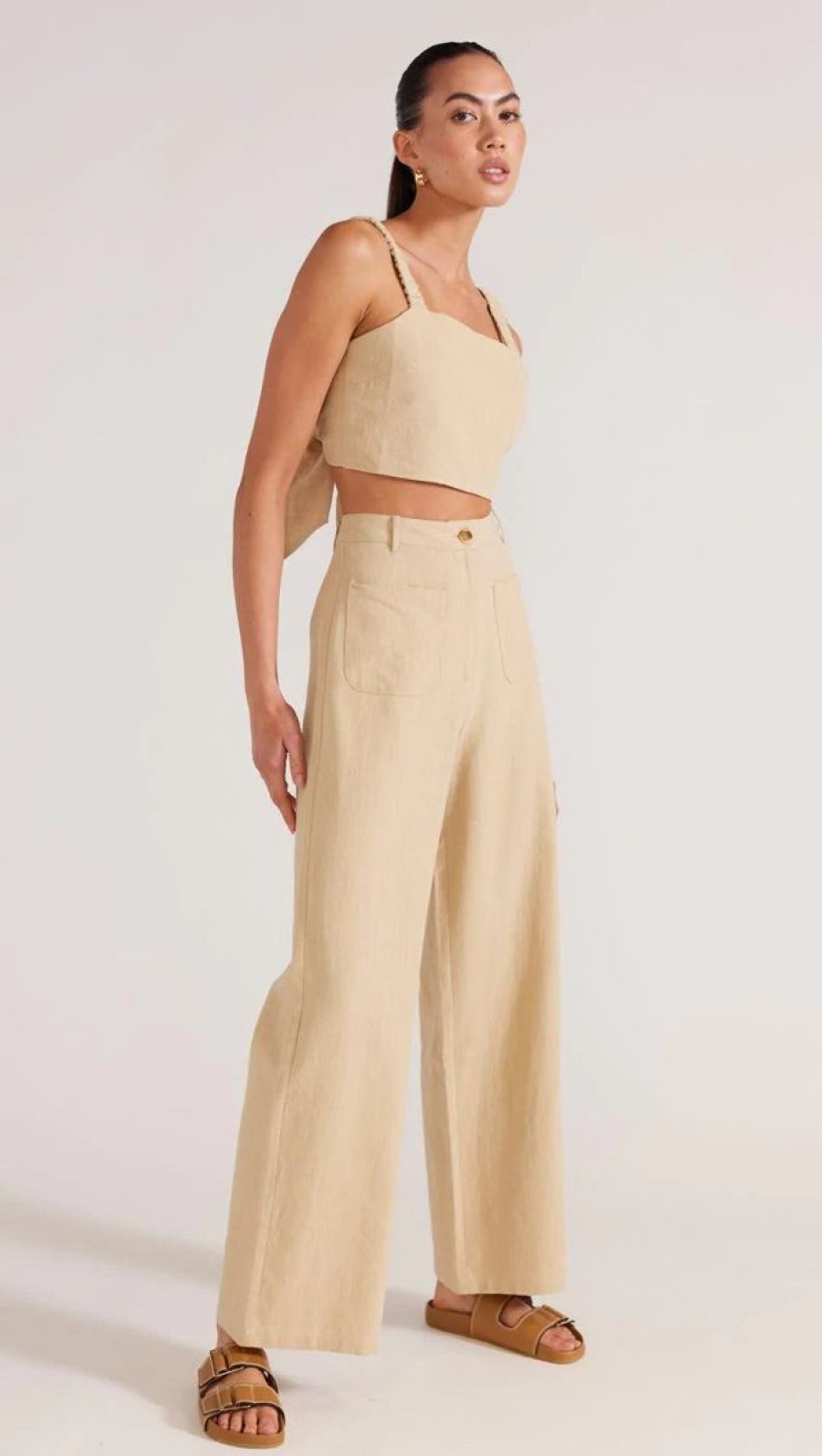 Women Staple The Label Bottoms | Brixton Wide Leg Pants-Wheat