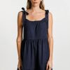 Women Thing Thing Dresses | Tie Up Zig Dress-Slinky Navy