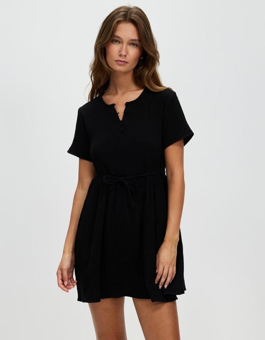 Women Silent Theory Dresses | Mahlia Babydoll Mini Dress Black