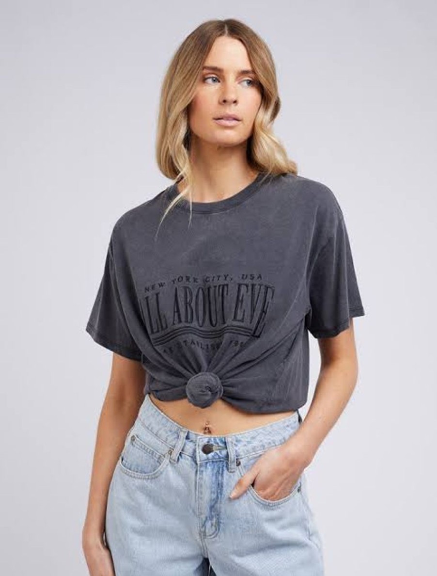 Women All About Eve Tops | Ny City Tee-Washed Black