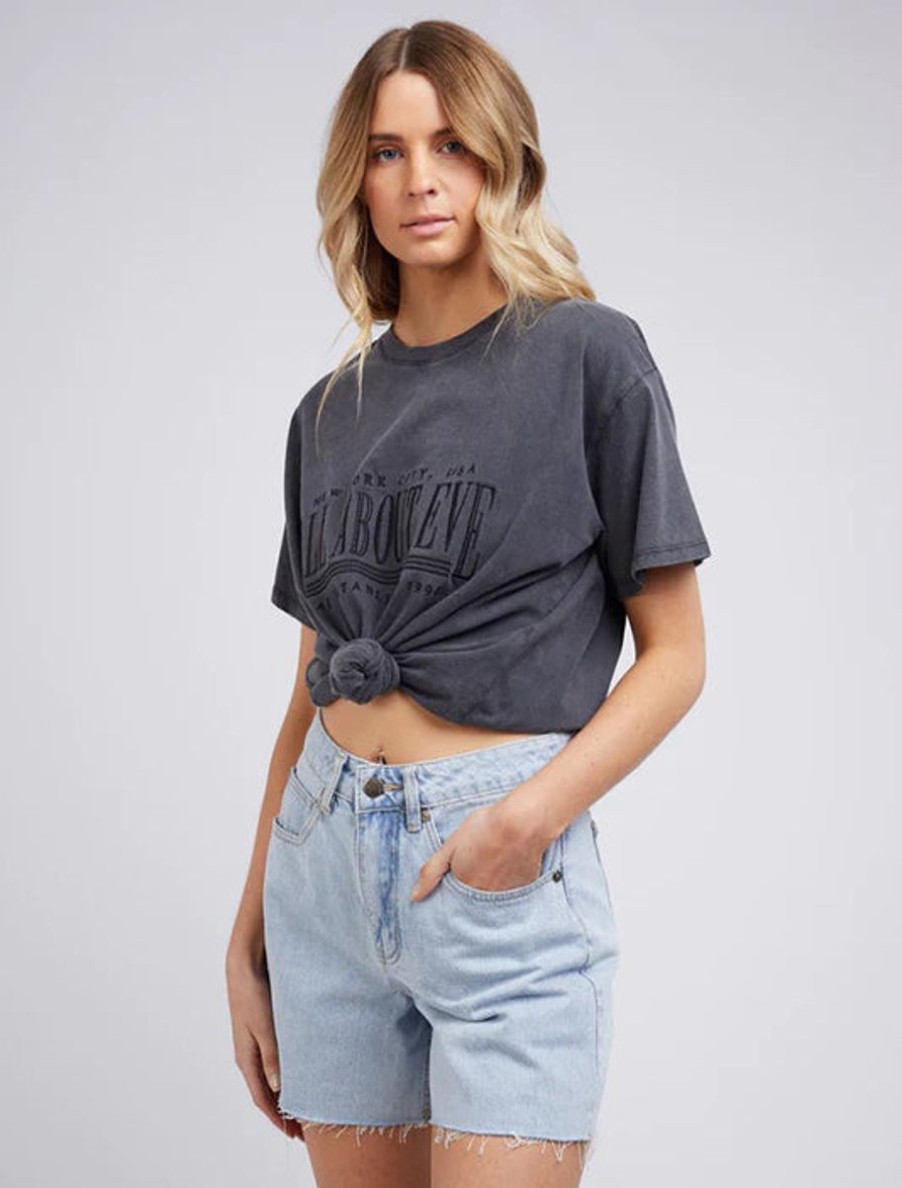 Women All About Eve Tops | Ny City Tee-Washed Black