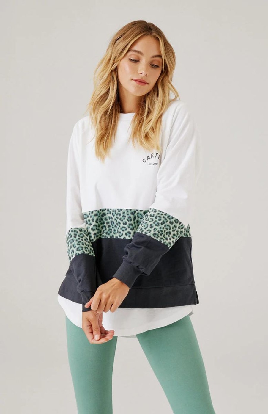 Women Cartel & Willow Activewear | Tilly Sweater // Sage Leopard