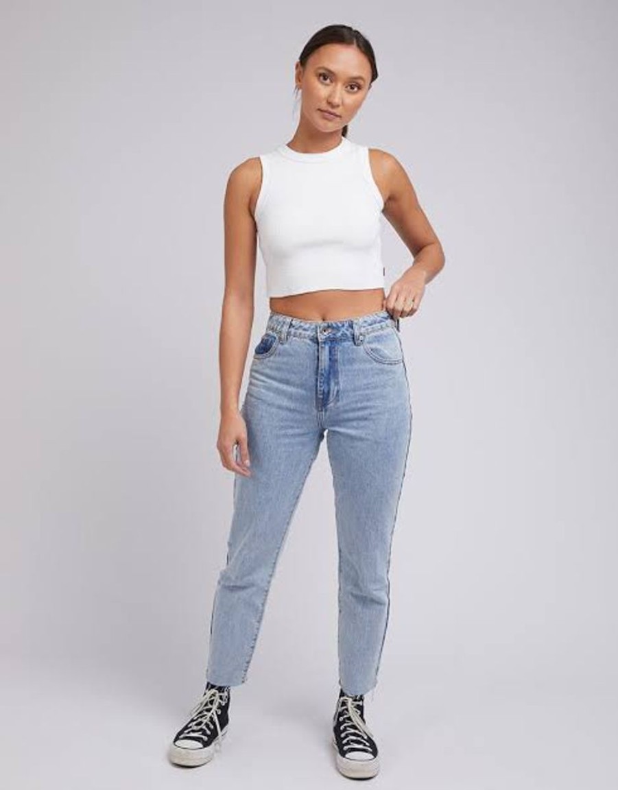 Women Silent Theory Bottoms | Monica Mom Jean