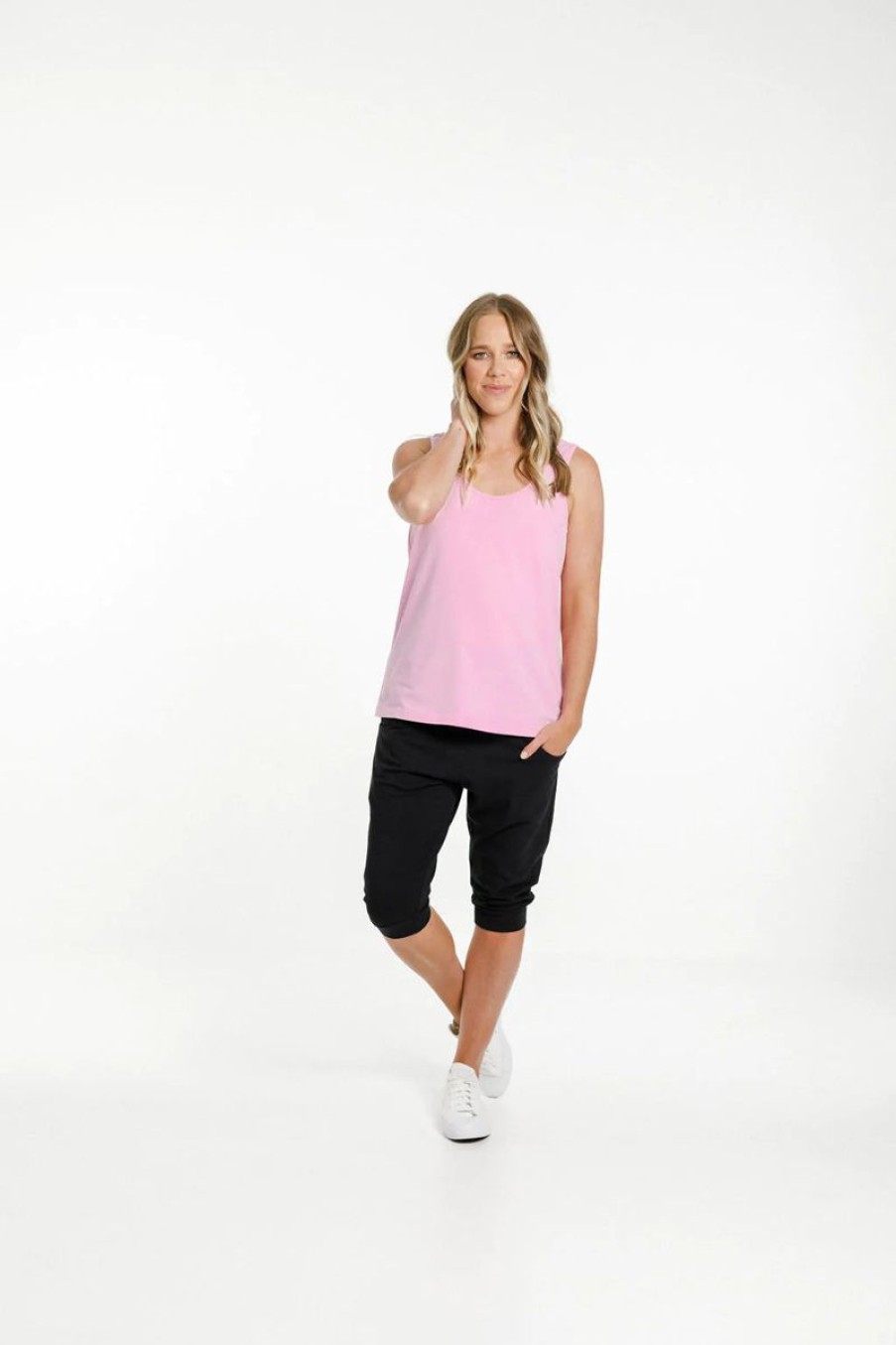 Women Home-Lee Tops | Heather Singlet-Pink Bloom